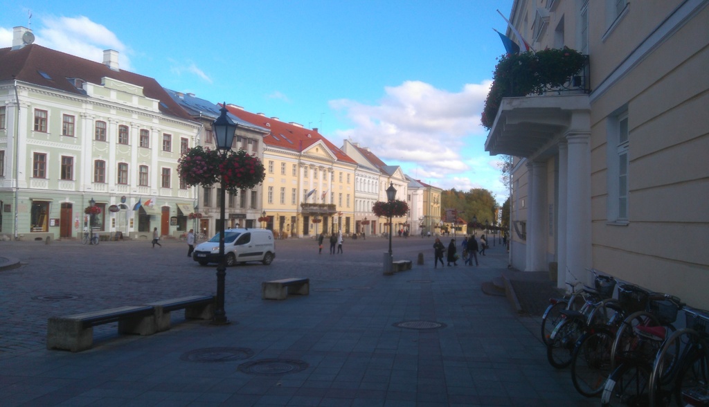 Tartu Raekoja square from the end of the University Street rephoto