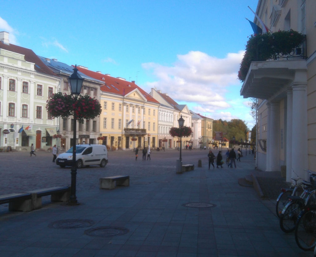 Tartu Raekoja square from the end of the University Street rephoto
