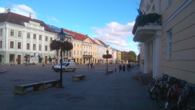 Tartu Raekoja square from the end of the University Street rephoto