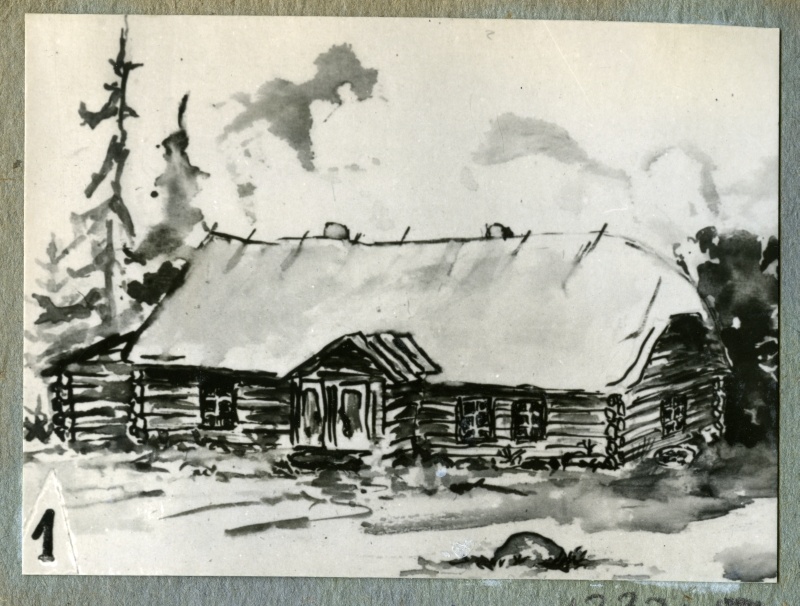 Reproduktsioon. Kooliõpetaja Jakob Janteri maja Loksal. Majas tegutses Loksa külakool