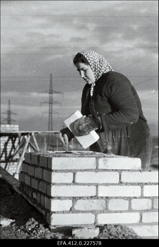 Müürsepp Õie Toom müüri ladumas.