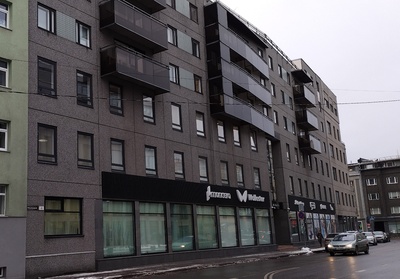 The “SRV Eesti Ehitus” works on the corner of Narva highway and Kreutzwald Street. rephoto