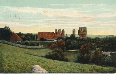 Trükipostkaart. Vaade Vastseliina linnuse varemetele XX sajandi algus.  duplicate photo