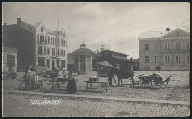 fotopostkaart, Viljandi, turuplats, hotell, 1910, Parikas'te fotograafia (Tallinn)