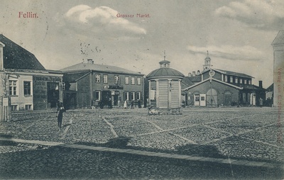 trükipostkaart, Viljandi, turuplats, teemaja, 1902, foto J. Riet  duplicate photo