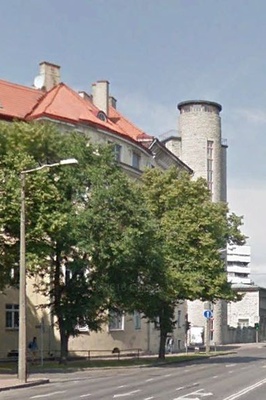 Tuletõrjehoone Tallinnas Raua tn, vaade Liivalaia tänavalt. Arhitekt Herbert Johanson rephoto