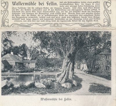 trükipilt, Viljandi, Kösti veski, osa järve, tee, u 1910  duplicate photo
