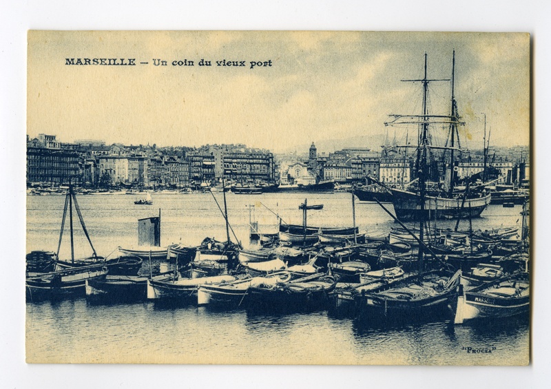 Postkaart. Prantsusmaa. Vaade Marseille sadamast üle lahe linnale