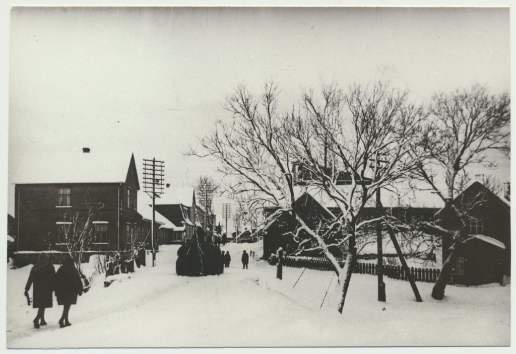 foto Halliste khk, Abja, Pärnu mnt u 1930 talv