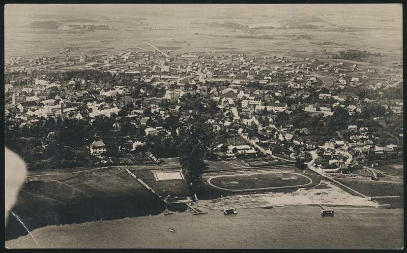 fotopostkaart, Viljandi, aerofoto, linn, järv, u 1933