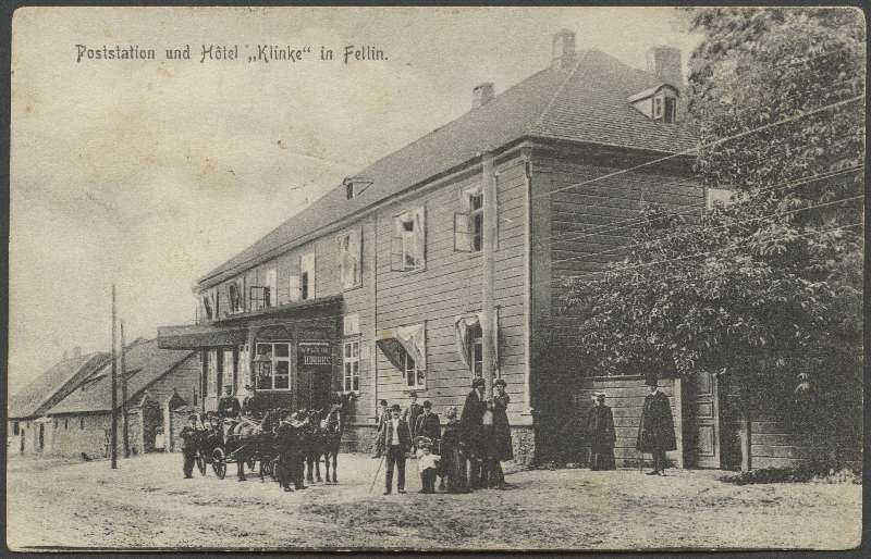 trükipostkaart, Viljandi, Vaksali tee algus, hobupostijaam Klinke, sepikoda, u 1910