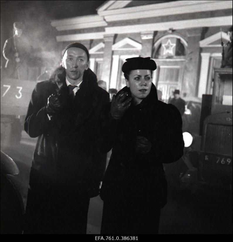 Filmi "Äratus" filmimine. Maria Klenskaja Linnanaise osas. Sulev Luik Linnamehe osas.