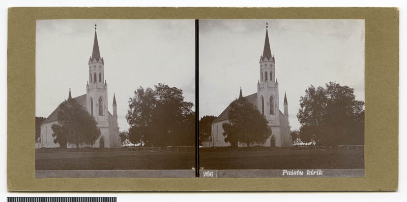 stereopilt, nr 266, Paistu khk, Paistu kirik, u 1915, foto J. Riet