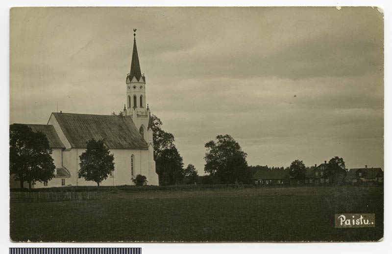 fotopostkaart, Paistu khk, Paistu kirik, u 1935