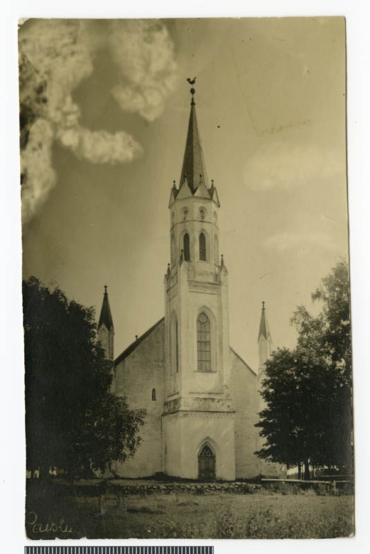 fotopostkaart, Paistu khk, Paistu kirik, torniosa, peauks, u 1915