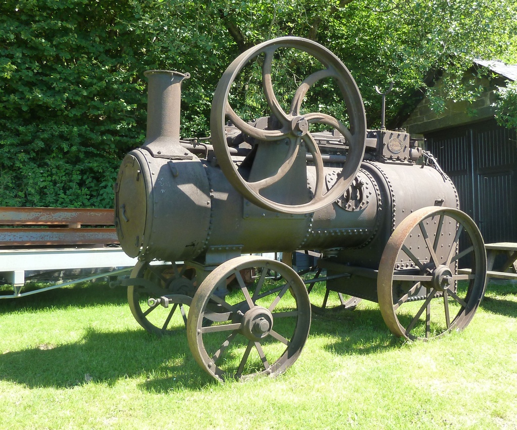 Ransomes, Sims & Jefferies, portable engine, Pontsticill, front three-quarter - Ransomes, portable engine, Pontsticill station on the Brecon Mountain Railway