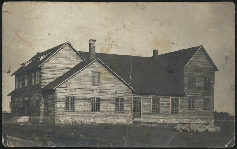 fotopostkaart, Tarvastu khk, Mustla alev, põllumeeste seltsi maja,postitempel 10.08.1916, u 1912