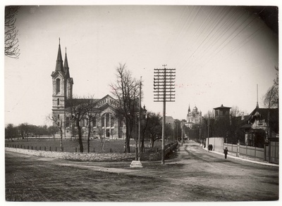 View of the Church of Kaarli from the south, from Tõnismägi. In the back of Nevski Cathedral and Tower of the Toomkirik  duplicate photo