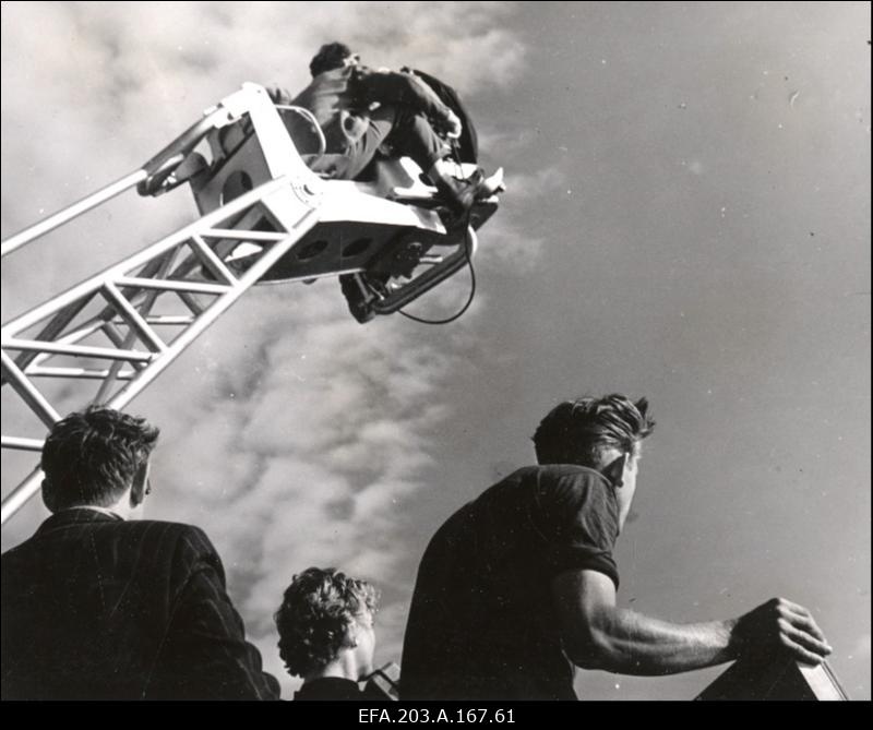 Filmistuudio Tallinnfilm mängufilmi Juhuslik kohtumine võtete ajal.