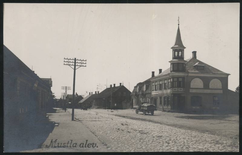fotopostkaart, Tarvastu khk, Mustla alev, peatänav Viljandi poolt, postitempel 17.06.1932, u 1930