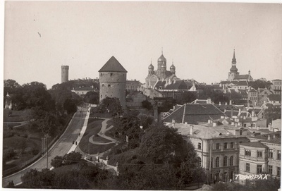 Toompea and Old Town from SO from the tower of the Jaan Church. At the forefront of the Harju Mount, Kiek in de Kök. In the back of Long Hermann, Nevski Cathedral and Toomkirik  similar photo
