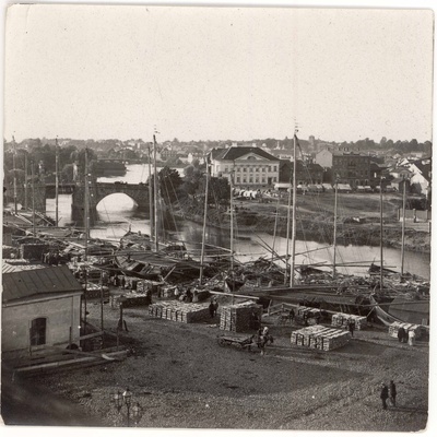 Wooden market on the shore of Emajõe. View New Market and Market from the corner of n towards n. Behind the stone bridge and hotel Bellevue  similar photo