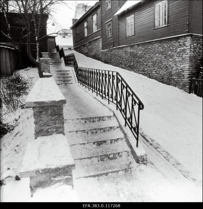 Vaade Sauna tänava trepile Rakveres.