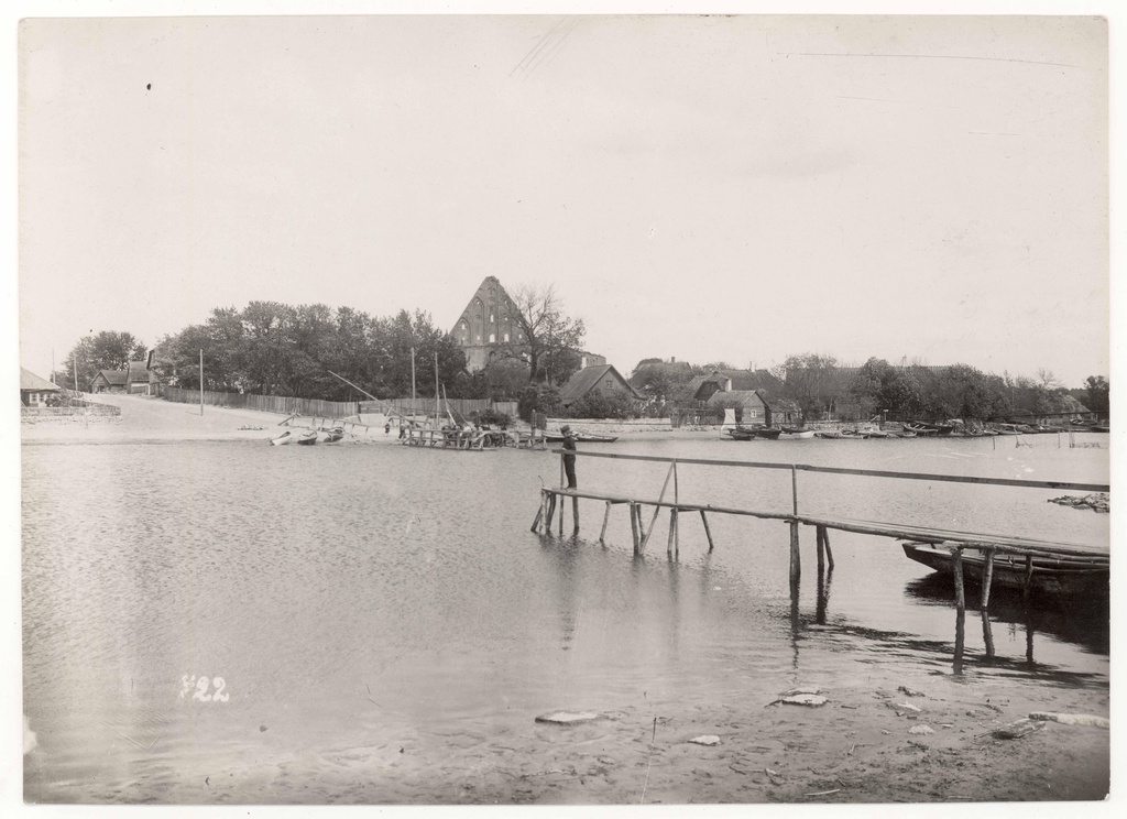 View of the river Pirita from the west coast. View of the Pirita monastery Church in the back of the SW