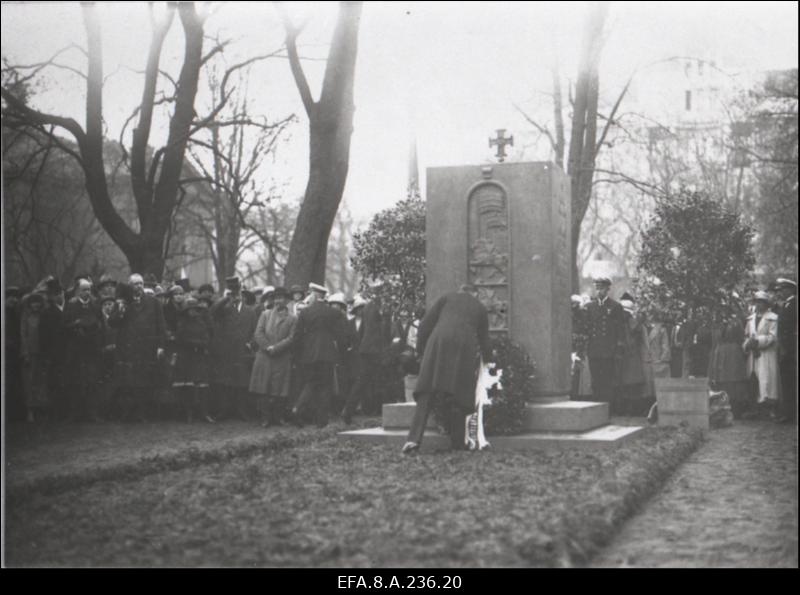 Vabadussõjas langenud Soome vabatahtlike mälestussamba avamine.