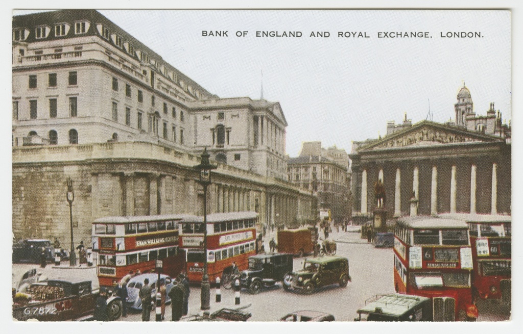 Inglismaa. London, vaade Riigipanga hoonele ja selle esisele väljakule.
Bank of England and Royal Exchange