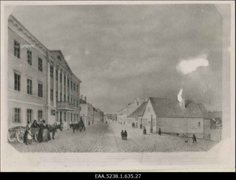 Riia tänav ja endine Lodja tänav, repro Georg Friedrich Schlateri litograafiast