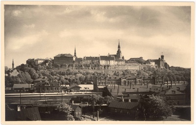 Toompea. View of the n Kalamaja over the Baltic Station Toompea north-east, n-west and north-west. From the left: Stenbock house, Stenbock house, Niguliste church tower, Toompea castle, Toompea tower  similar photo