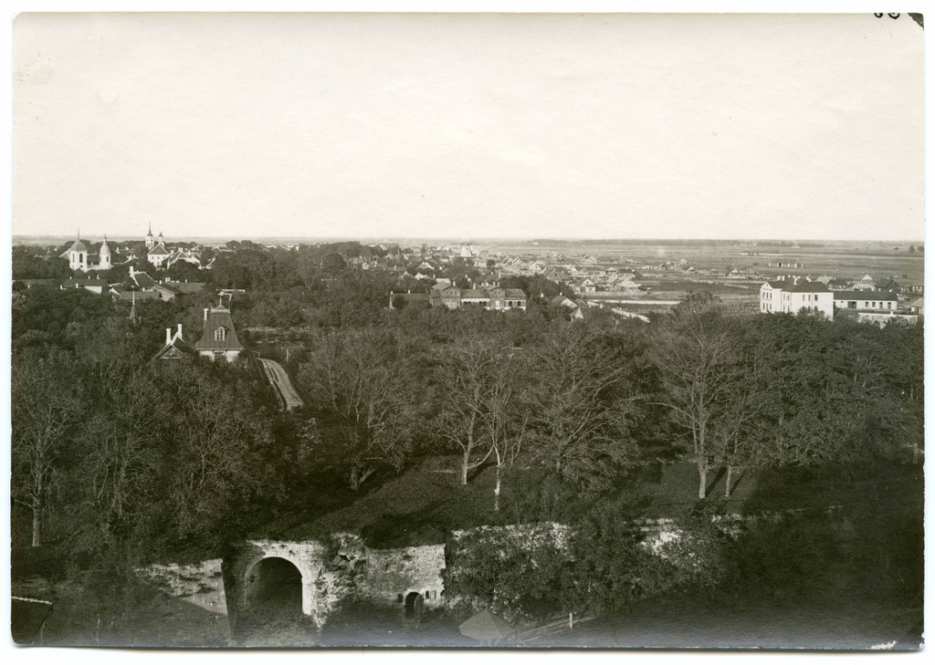 Kuressaare Fortress. Panoramic view for the city from NW-protective tower n towards