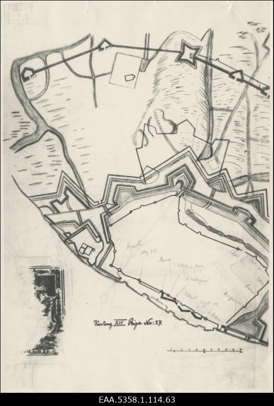 Fotokoopia 1634. aasta Riia linna jõepoolse kindlustuse plaanist