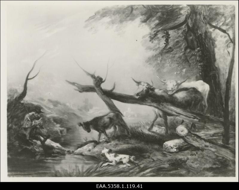 Elias Martini (1739-1818) maal "Kreatur vid vattendrag" Nationalmuseumis