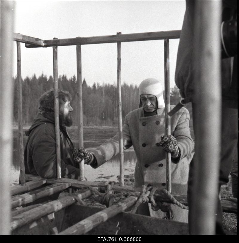 Filmi "Äratus" filmimine. Kaljo Kiisk Mõistuse Jaani osas. Režissöör Jüri Sillart.