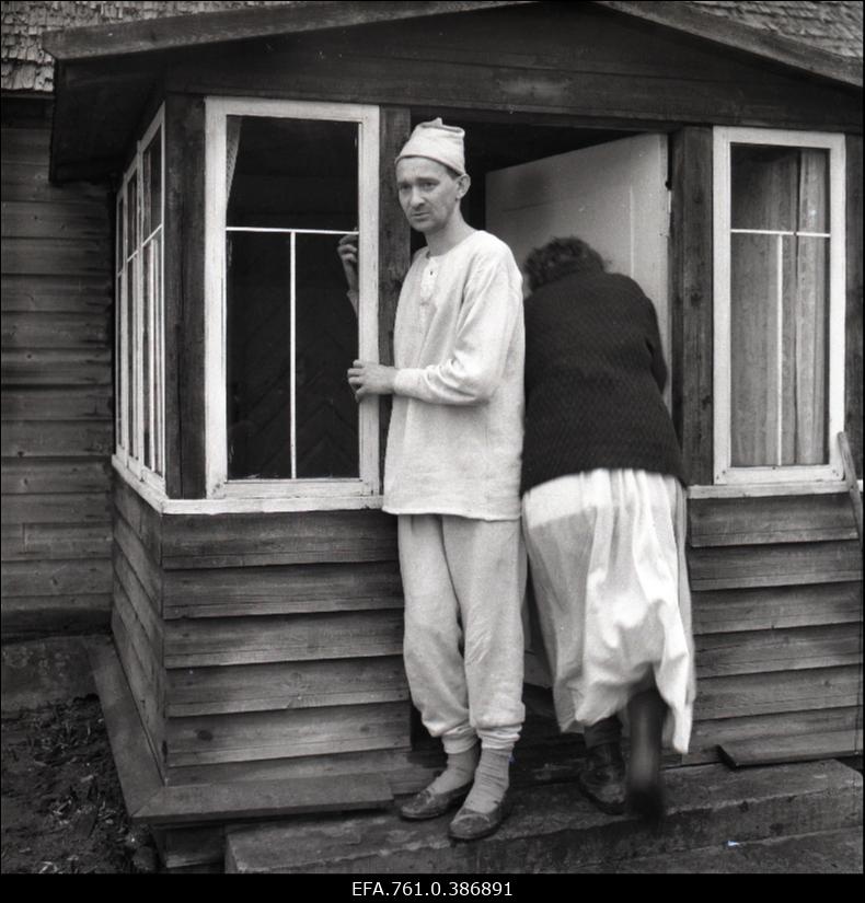 Filmi "Äratus" filmimine. Arvo Kukumägi Kaarel Petersoni osas.