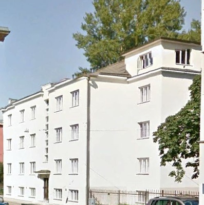 Korterelamu Tallinnas Kapi 5, vaade hoonele. Arhitekt Karl Tarvas rephoto