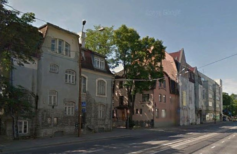 Narva maantee (Narva mnt) tänavavaade: kaadris majad nr 38, 40, 42, 48 rephoto