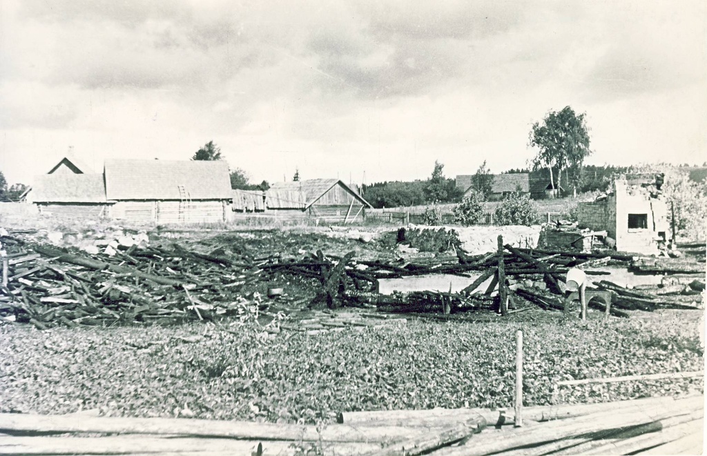 Sesniki küla. Põlenud talu.