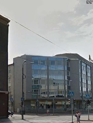 Haldushoone Tallinnas, hoone vaade. Arhitekt Jüri Karu rephoto