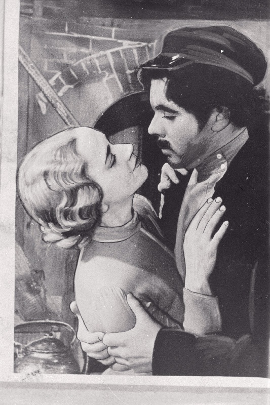 Stseen M. Gorki näidendist Põhjas Rakvere teatris. Nataša - Eva Novek, Pepel - Ants Ander.