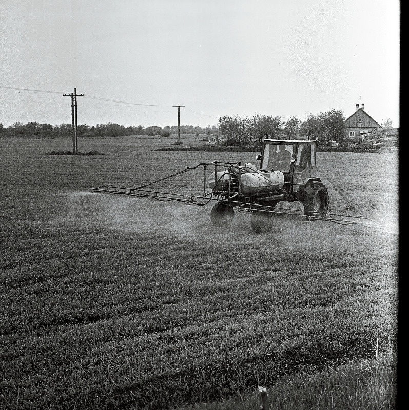 Keemiline umbrohutõrje Kohtla-Järve sovhoosi teraviljapõllul.