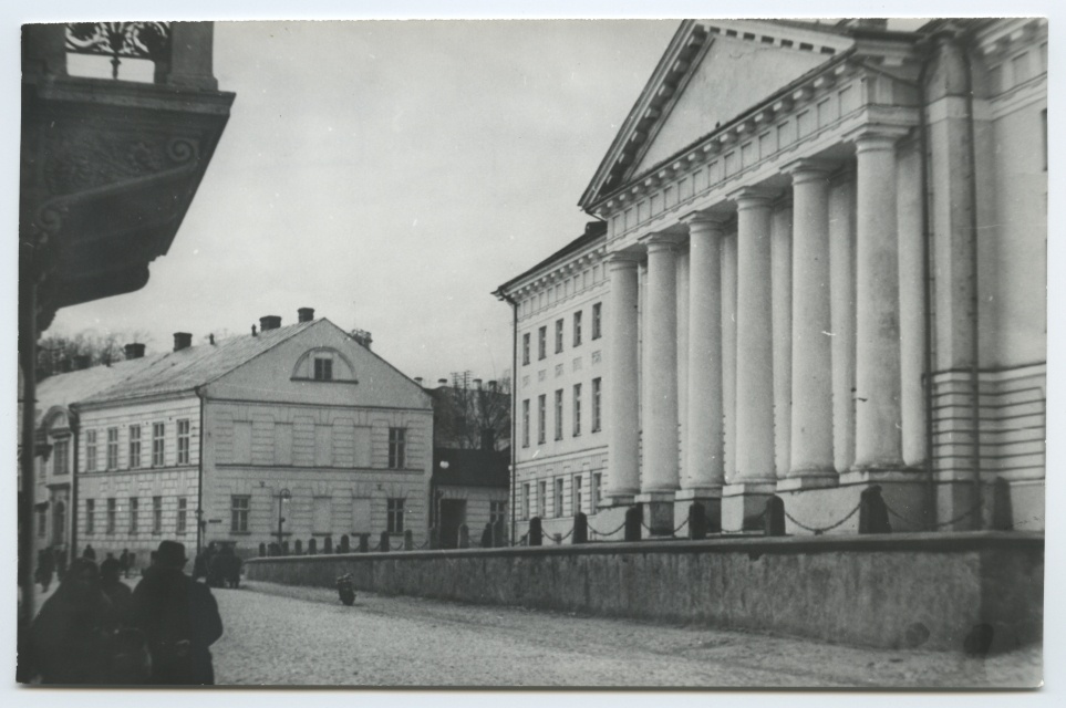 Tartu. View of the main building of the University of Tartu and the house of von Bock
