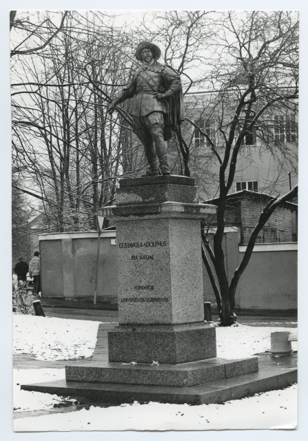 Tartu. Gustav II Adolf Reconstructed Memory Stage behind the main building of the University of Tartu on the King Place