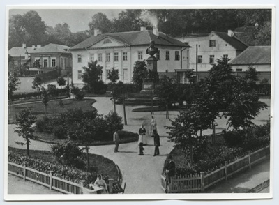 Tartu. View of the Barclay Square Michael Andreas Barclay de Tolly with the memorial pillar and buildings near the Square  similar photo