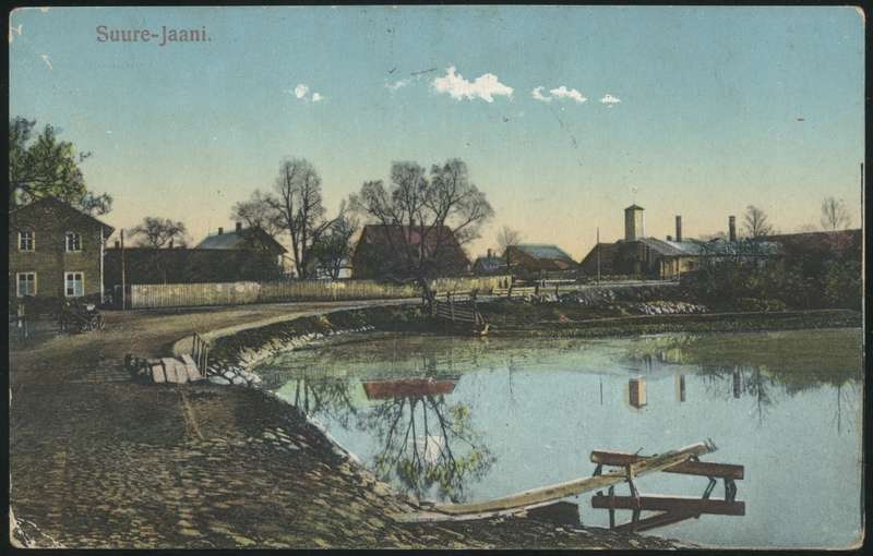 trükipostkaart, Suure-Jaani khk, Suure-Jaani, järv, ümbrus, koloreeritud, u 1910, trükk J. Litter