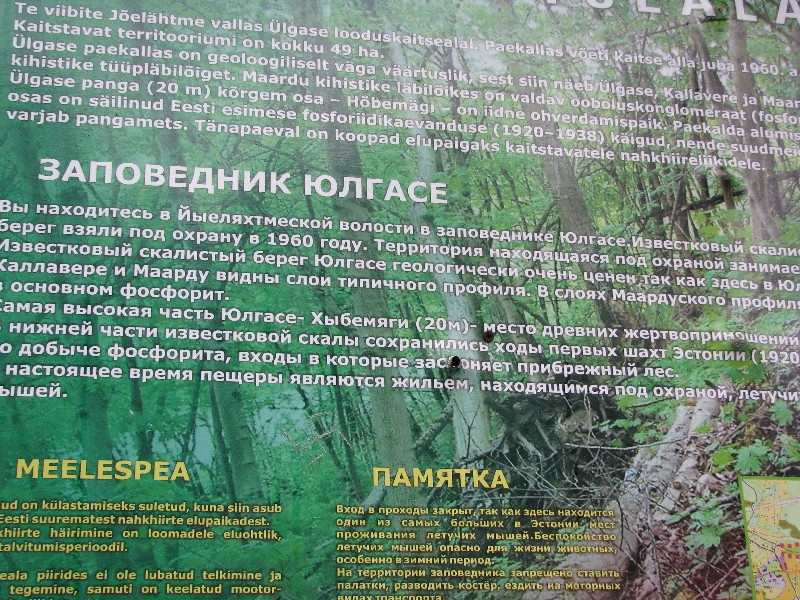 Ülgase looduskaitseala infotahvel.