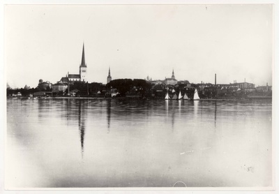 View of the Old Town from the n Bay of Tallinn. From the left: Oleviste, Niguliste, Nevski and Toomkirik  duplicate photo