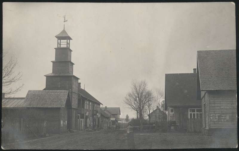 fotopostkaart, Suure-Jaani khk, Suure-Jaani, Pärnu tn, tuletõrje ühingu hoone, 1913, foto Jakob Jaakson